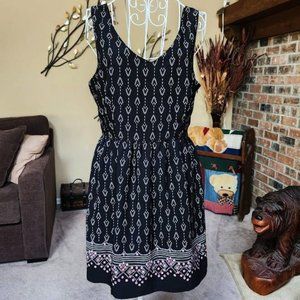 One Clothing Black white print sleeveless dress sz large